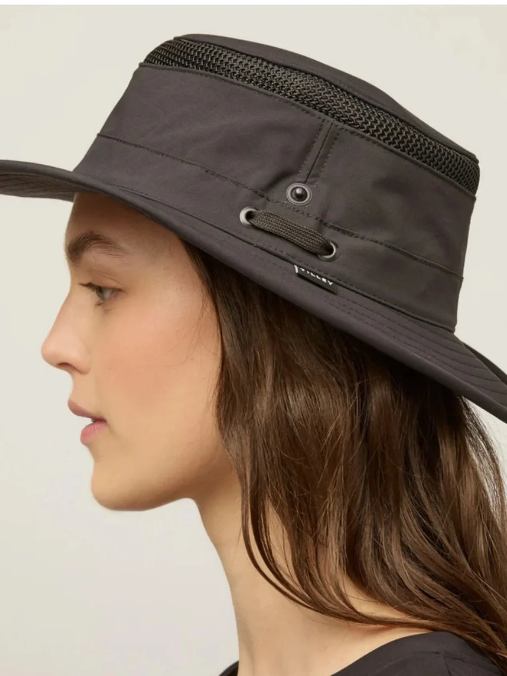 TILLEY Men's-Women’s Black Outdoor Bucket Hat with Chin Straps